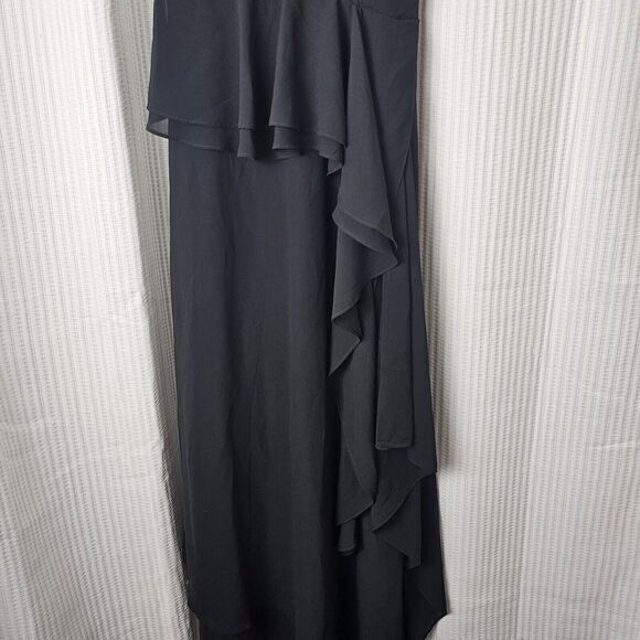 BEBE Black Tiered Dress Size 00 Halter Neck Chiffon Lined Cocktails Dinner Party - Picture 11 of 14